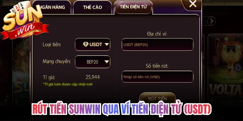 Rút tiền Sunwin qua Ví Tiền điện tử (USDT)